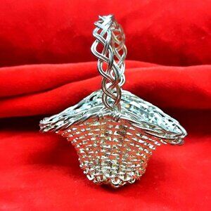 Vintage Miniature Metal Baskets Hand Wrapped Wire Handmade 1980s